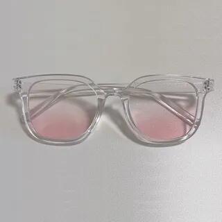 Square Tinted Lenses Blush Sunglasses – Transparent Frame – Pink