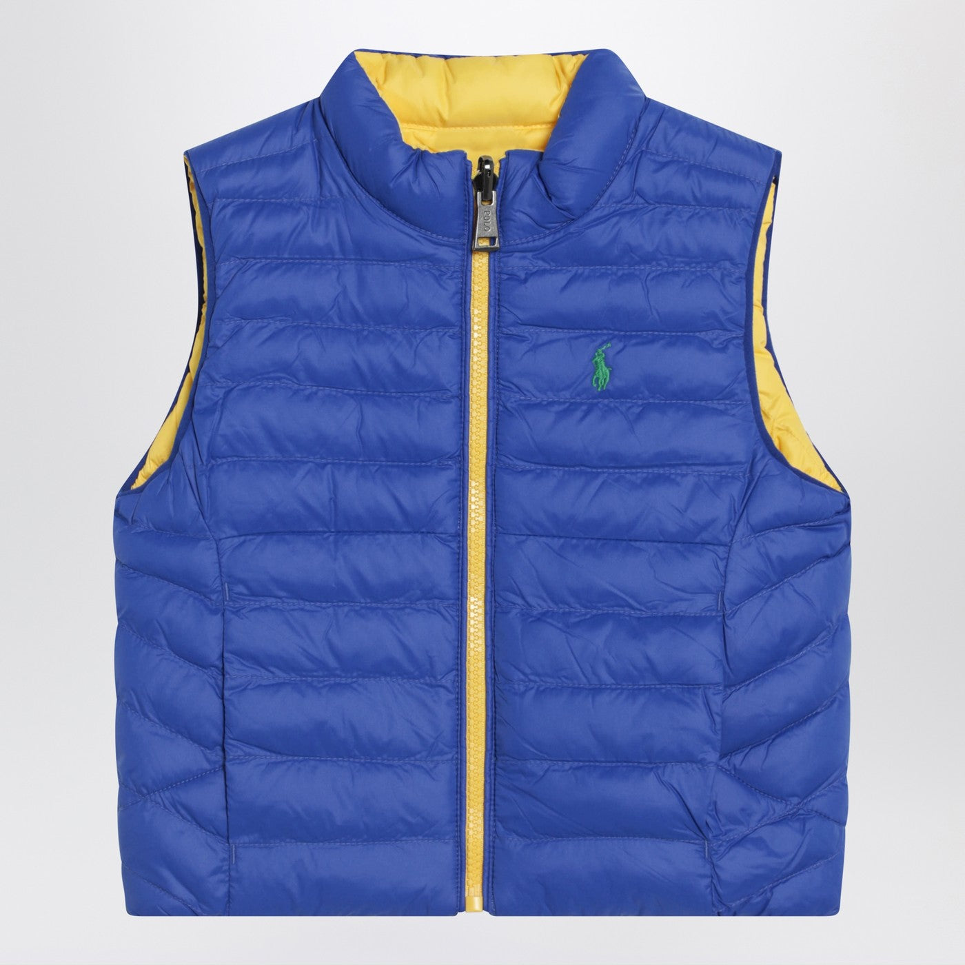 Reversible padded vest in sapphire blueyellow