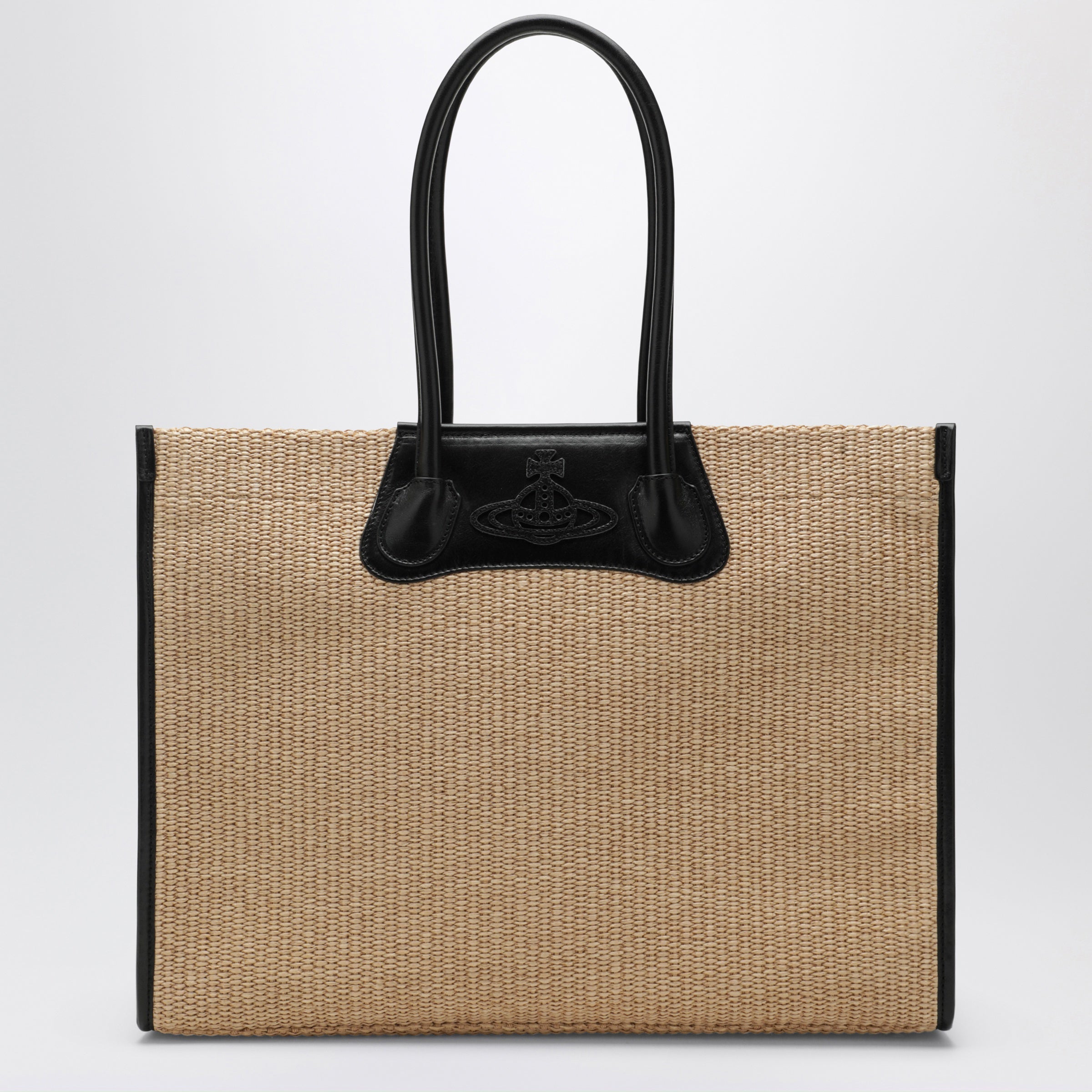 Troy tote bag in raffia-effect fabric, natural