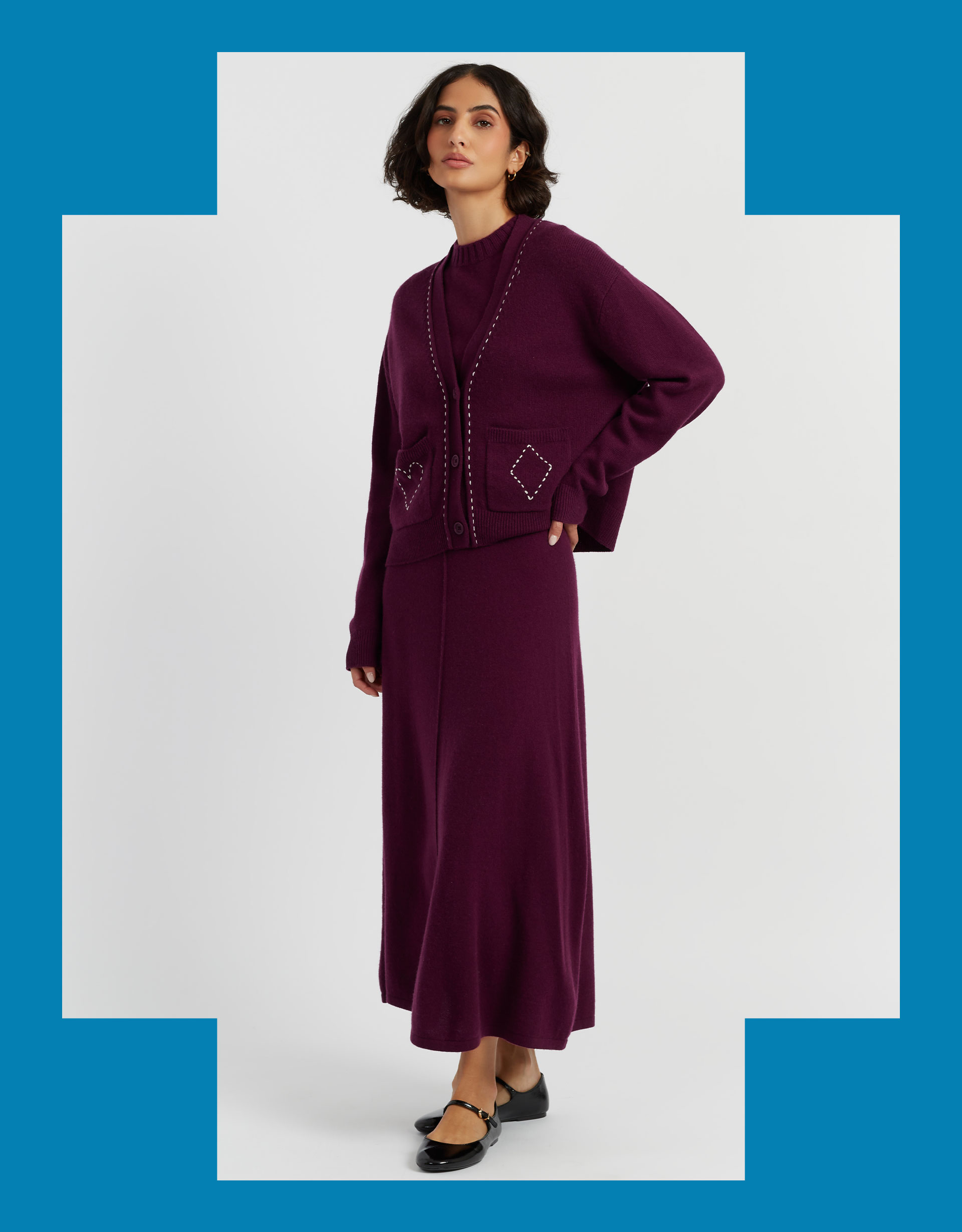 Chinti & Parker Queen of Hearts Wool Cardigan Red