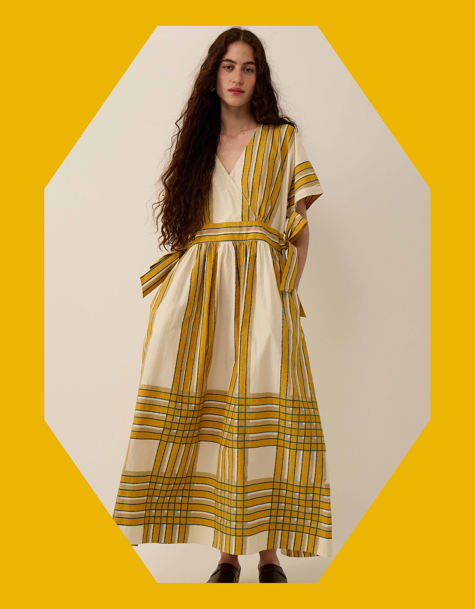 East Alana Stripe Tie Side Maxi Dress Yellow