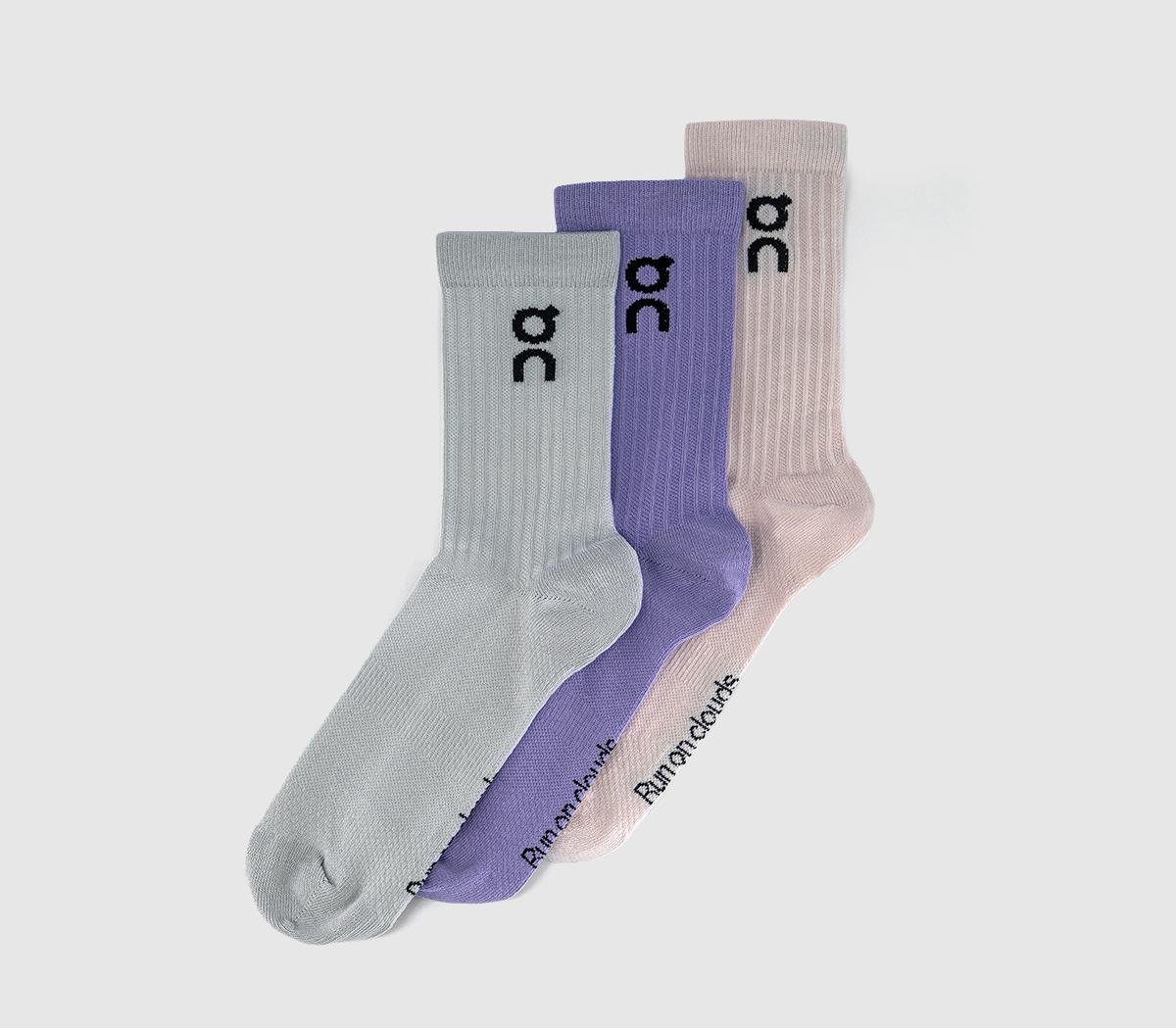 On Logo Socks High Pack Orchid Bloom Brown