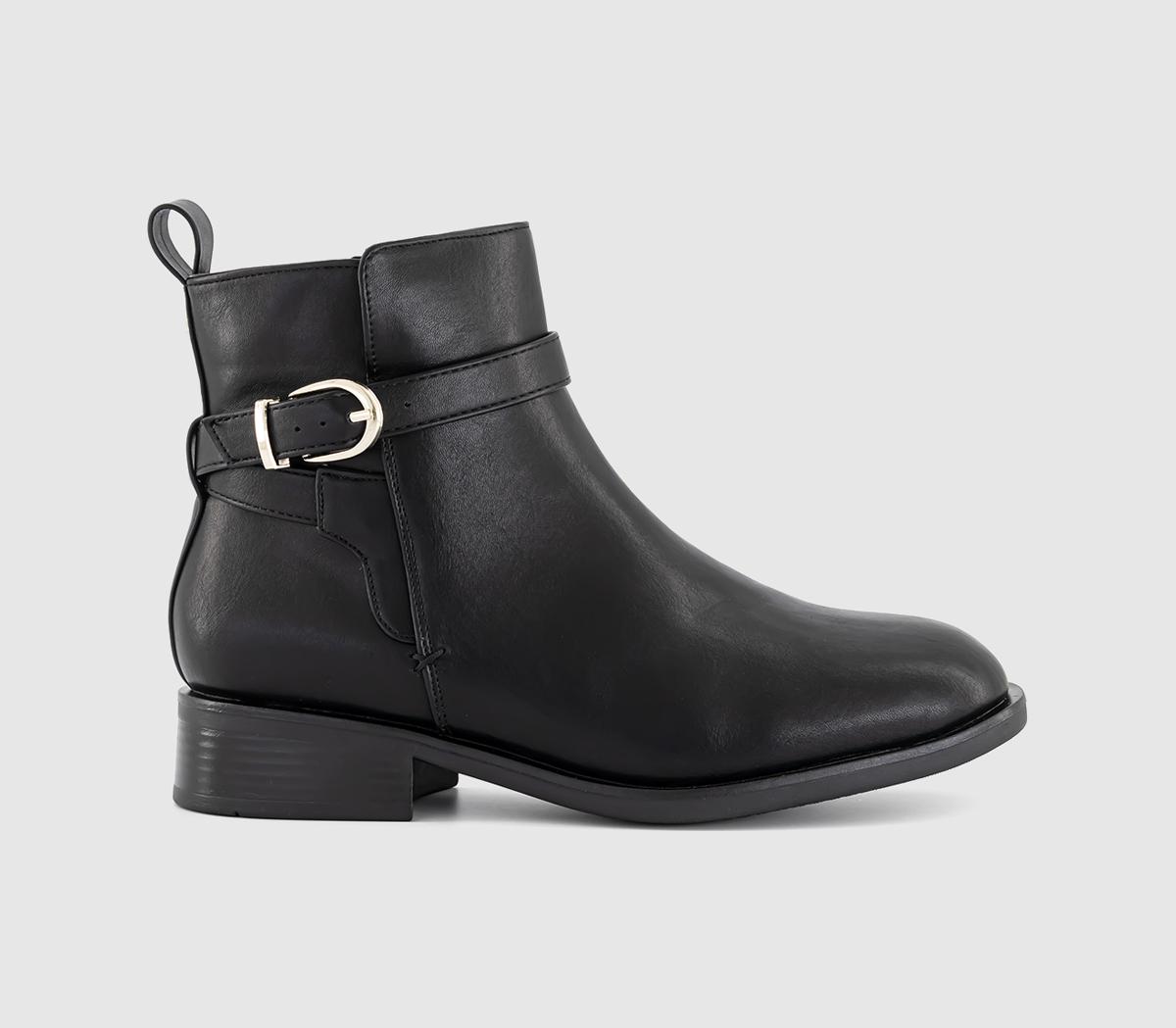 OFFICE Athens Buckle Strap Ankle Boots Black