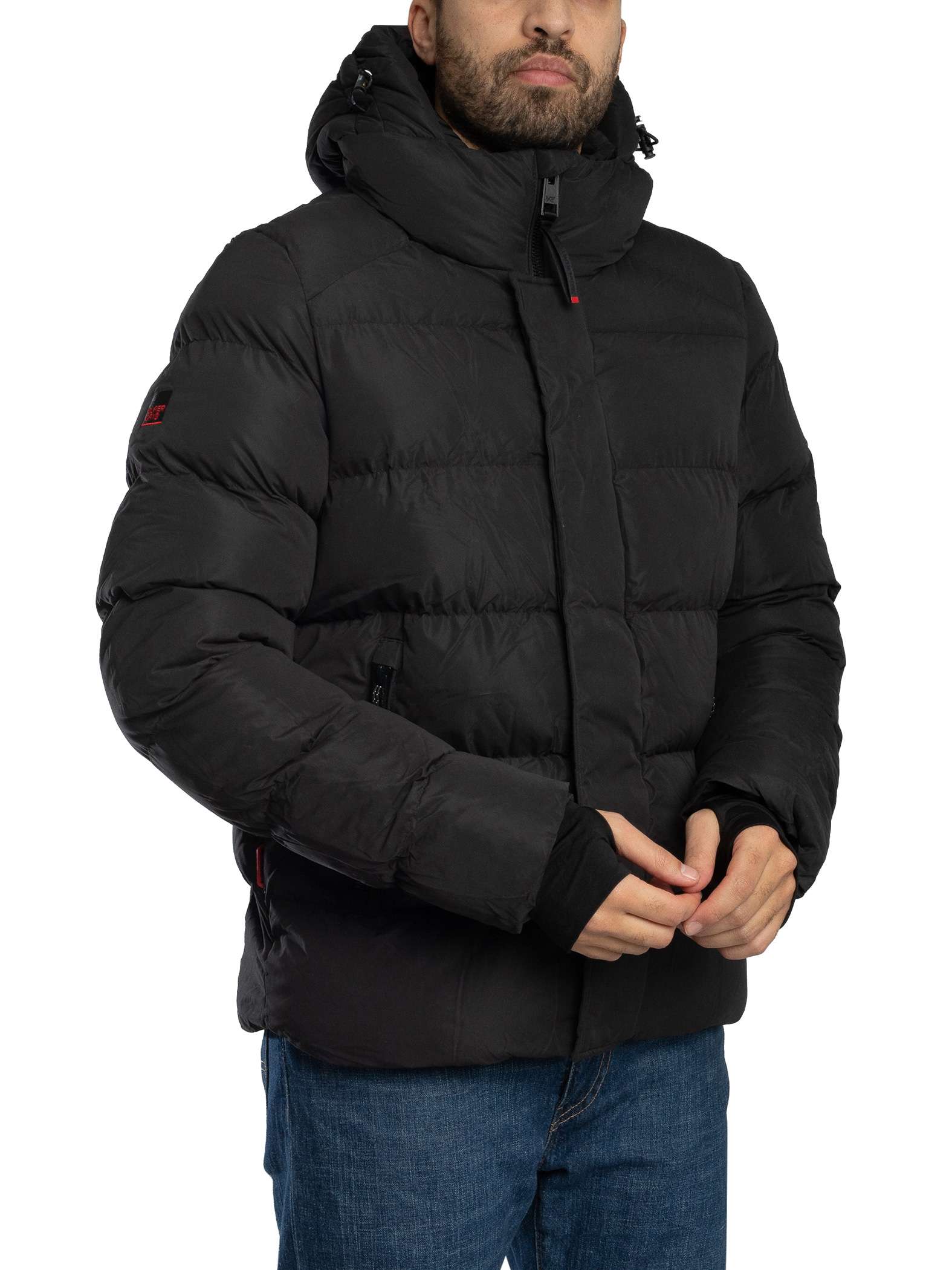 Hooded Microfibre Sport Puffer Jacket