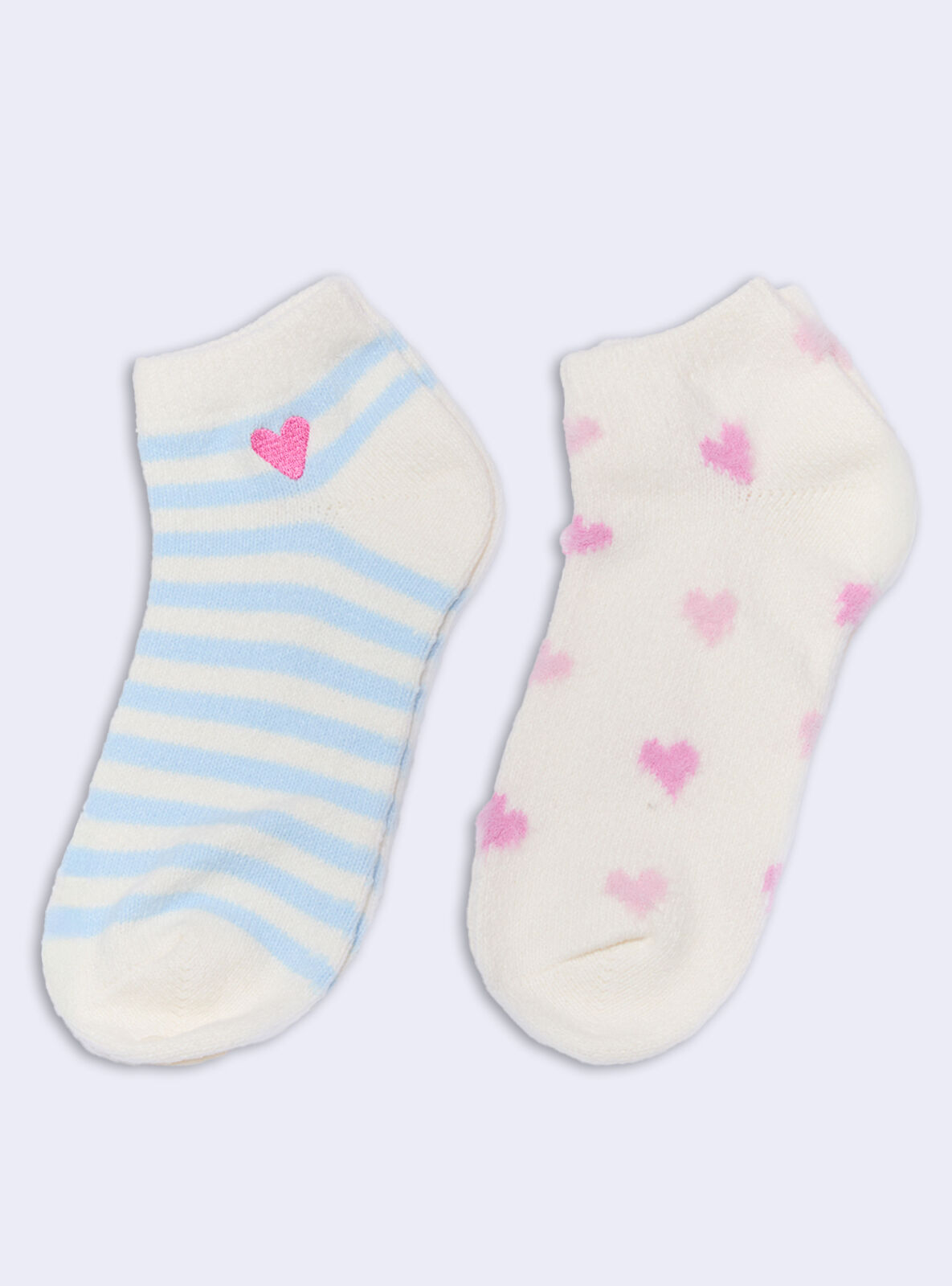 Boux Avenue pack heart striped trainer socks – Blue Mix