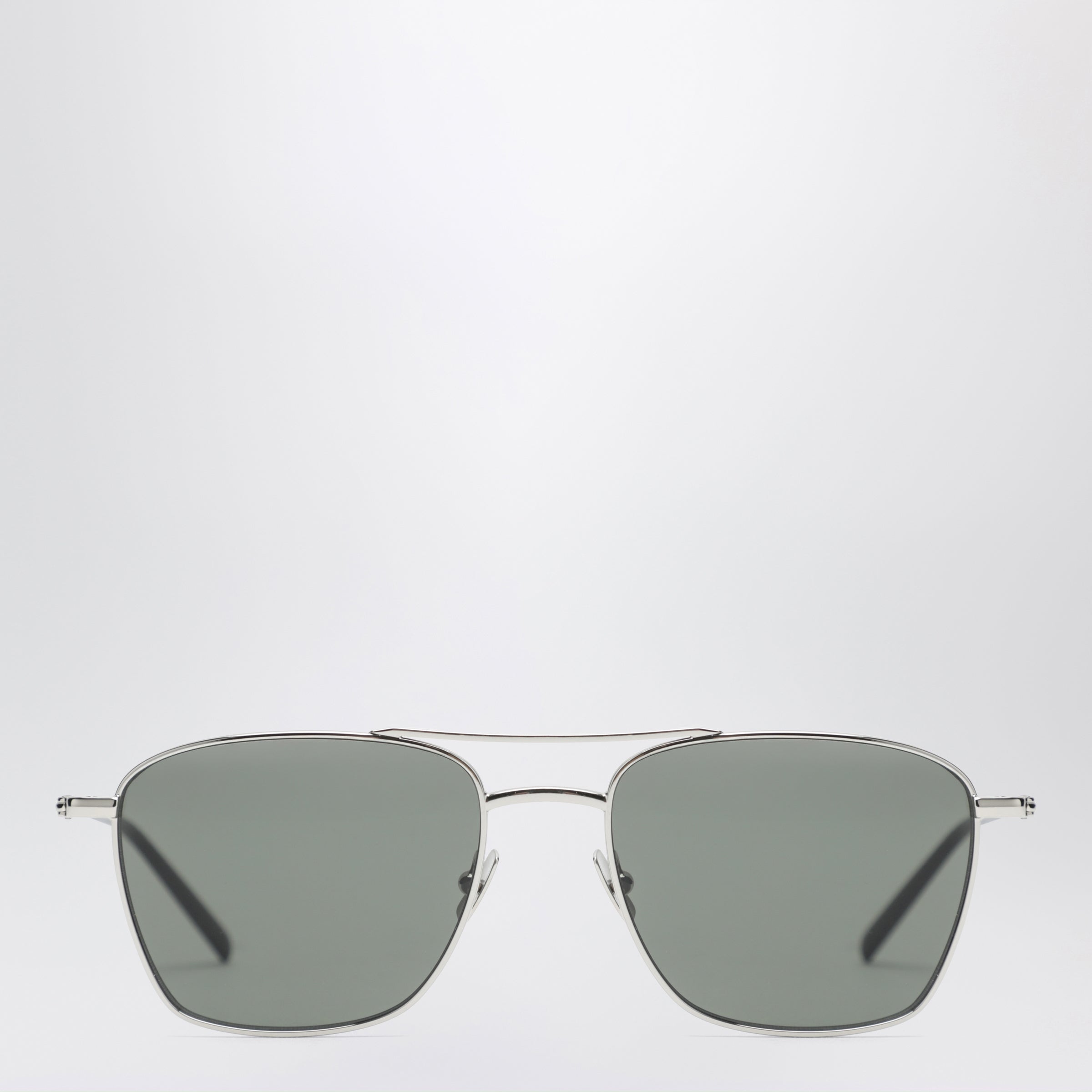 Silver rectangular metal sunglasses
