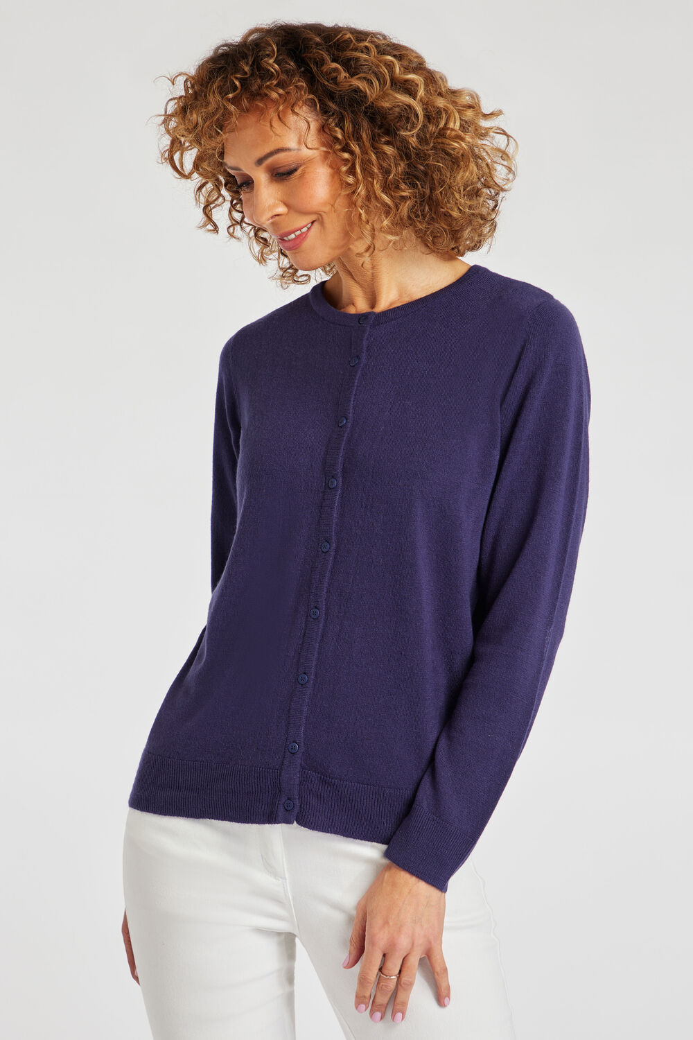 Bonmarche Navy Supersoft Button Front Cardigan, Size: