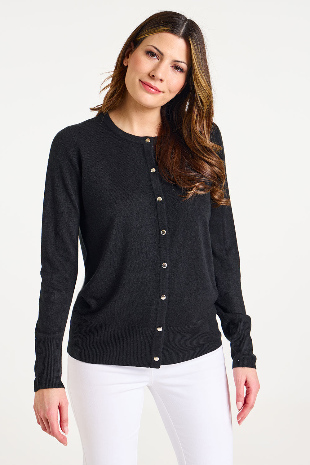 Bonmarche Black Cashlike Button Thru Cardigan, Size: