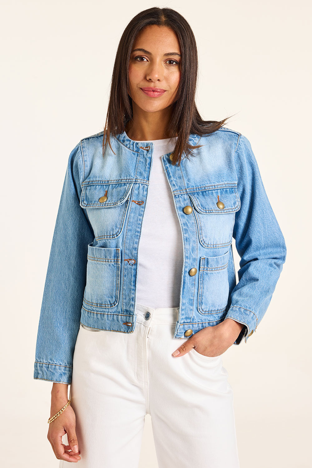 Bonmarche Blue Denim Pocket Detail Jacket, Size: