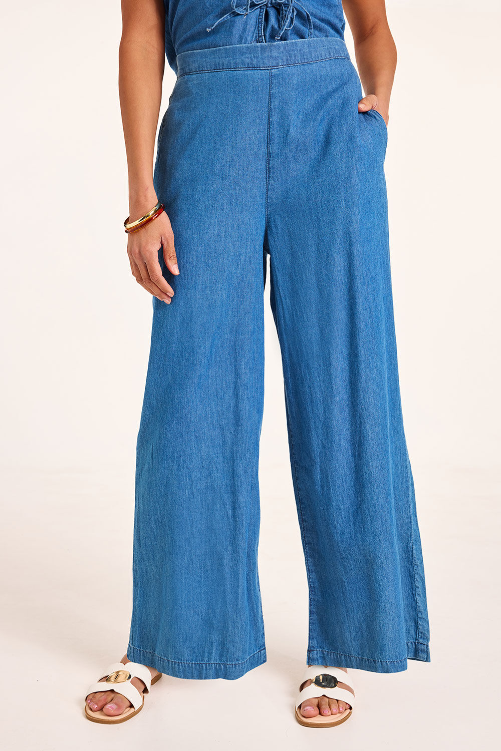 Bonmarche Chambray Wide Leg Trousers