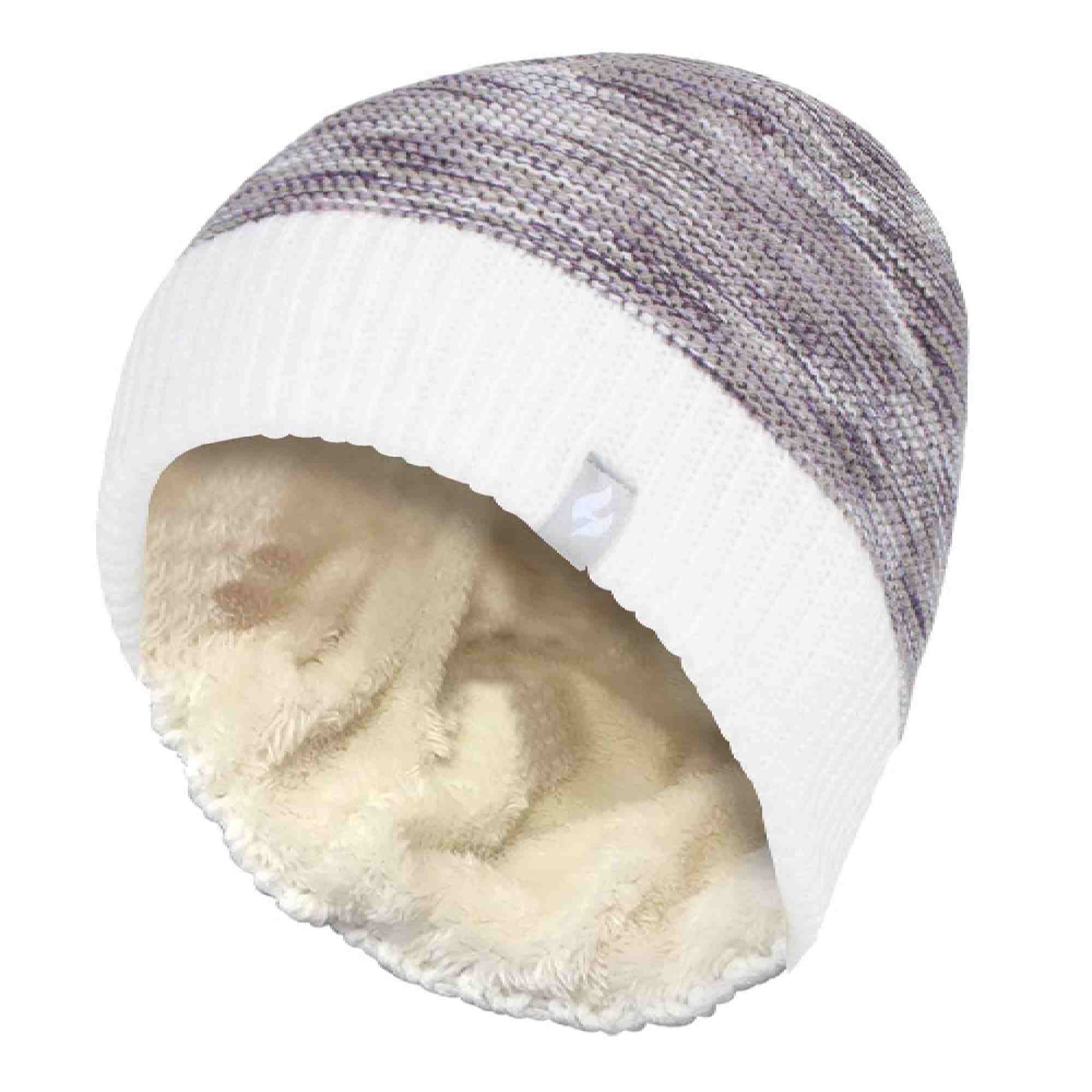 Ladies Thermal Knitted Beanie Hat for Winter – One Size Cream