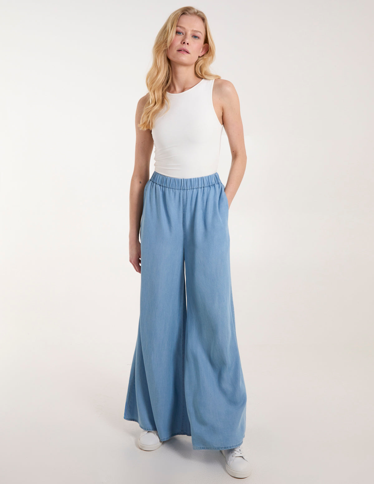 Tencel Wide Leg Trousers – L MID DENIM
