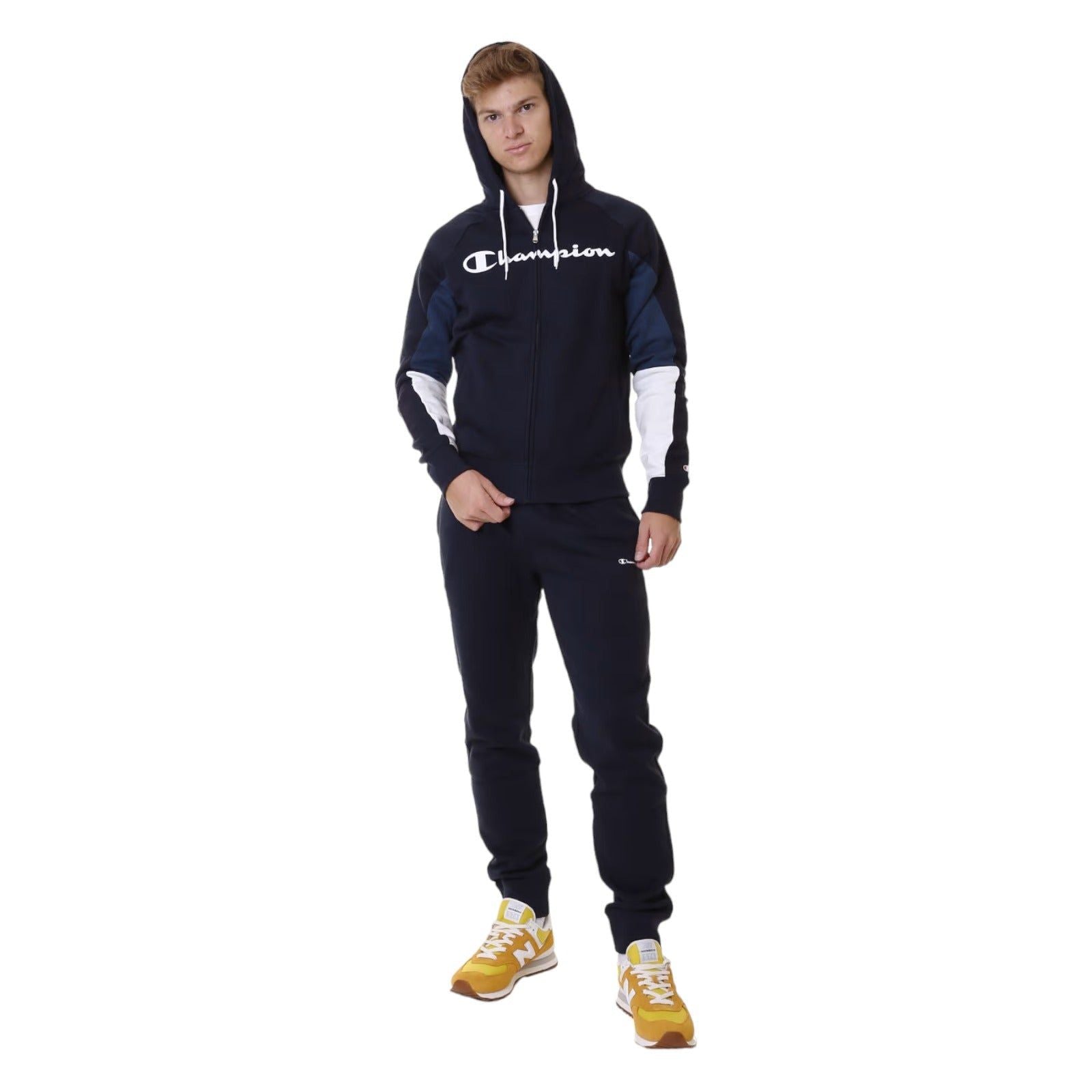 Champion Mens Full Zip Hooded Fleece Tracksuit – Navy – Navy