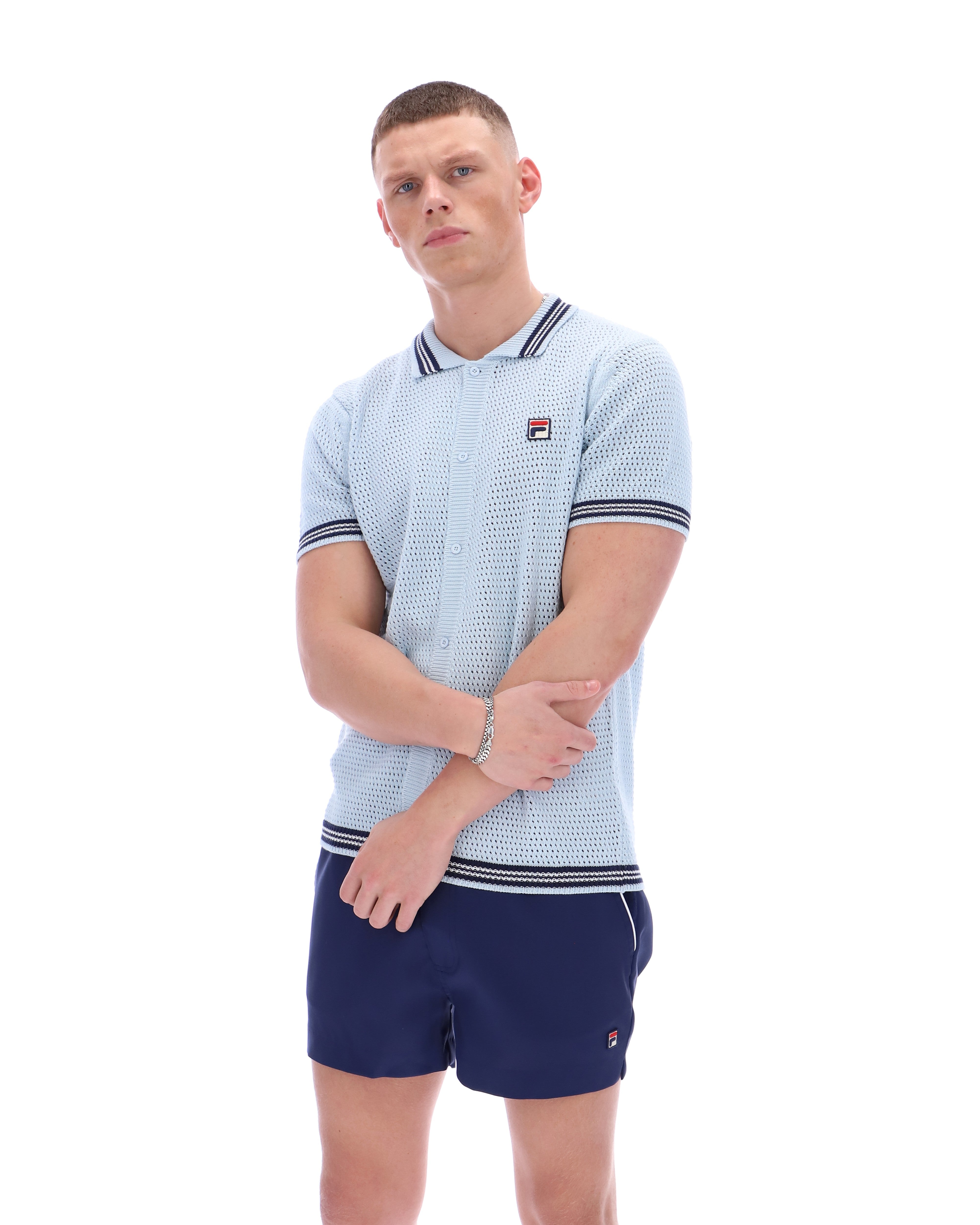 Skyway Domenico Crochet Knitted Shirt with Contrast Tipping –