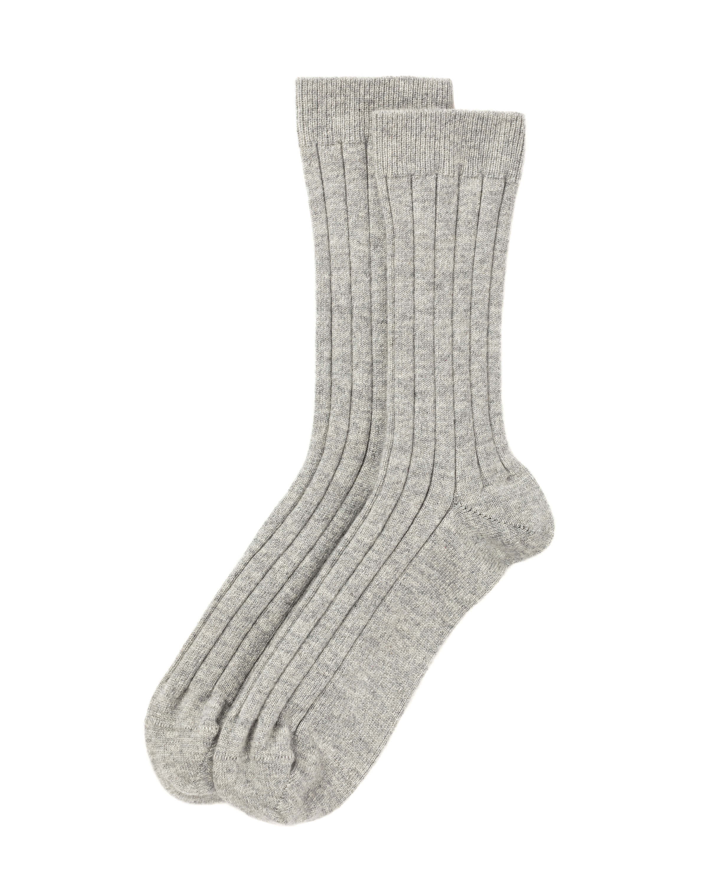 Men’s Cashmere Ribbed Light Grey Socks – M | –
