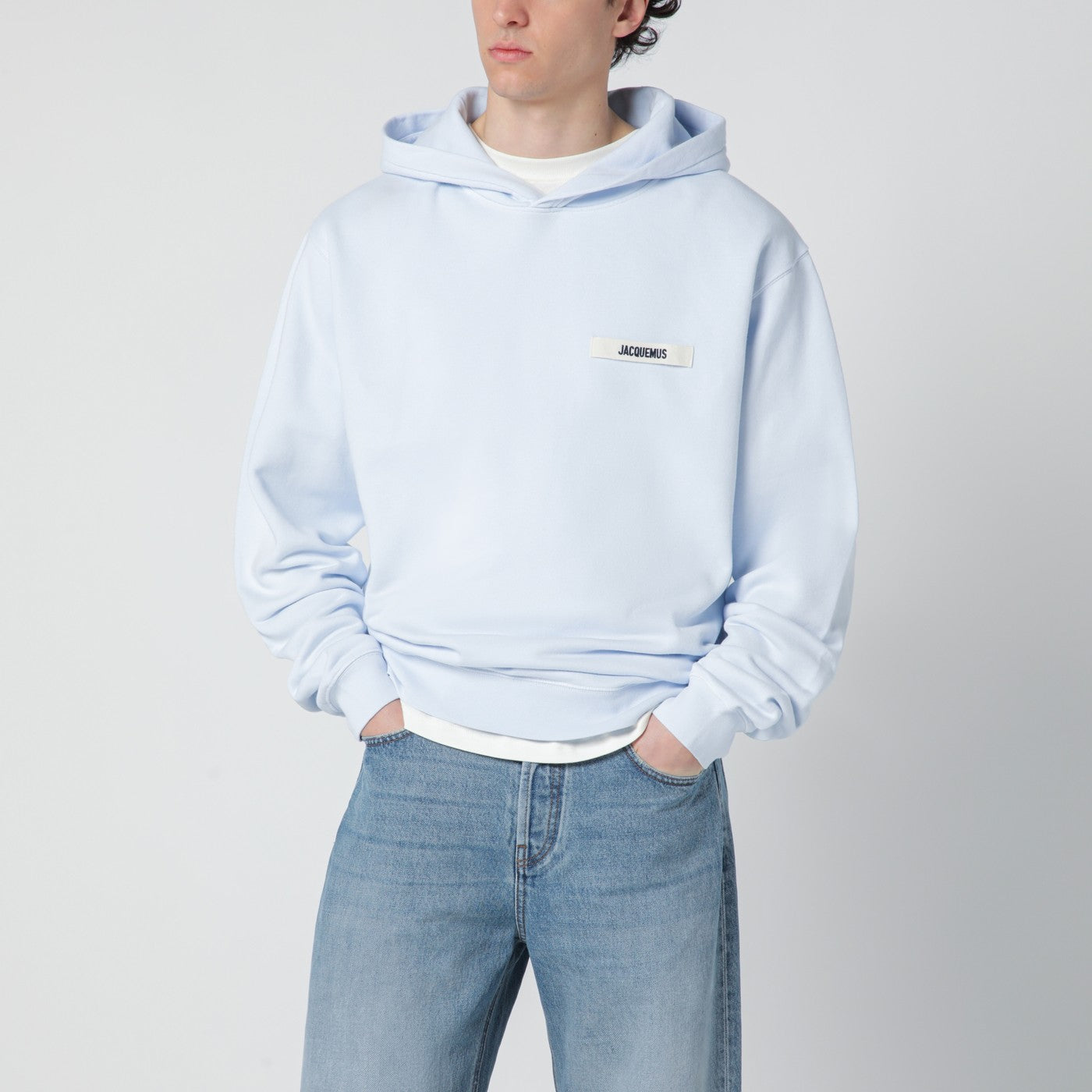 Light blue sweatshirt with gros-grain logo