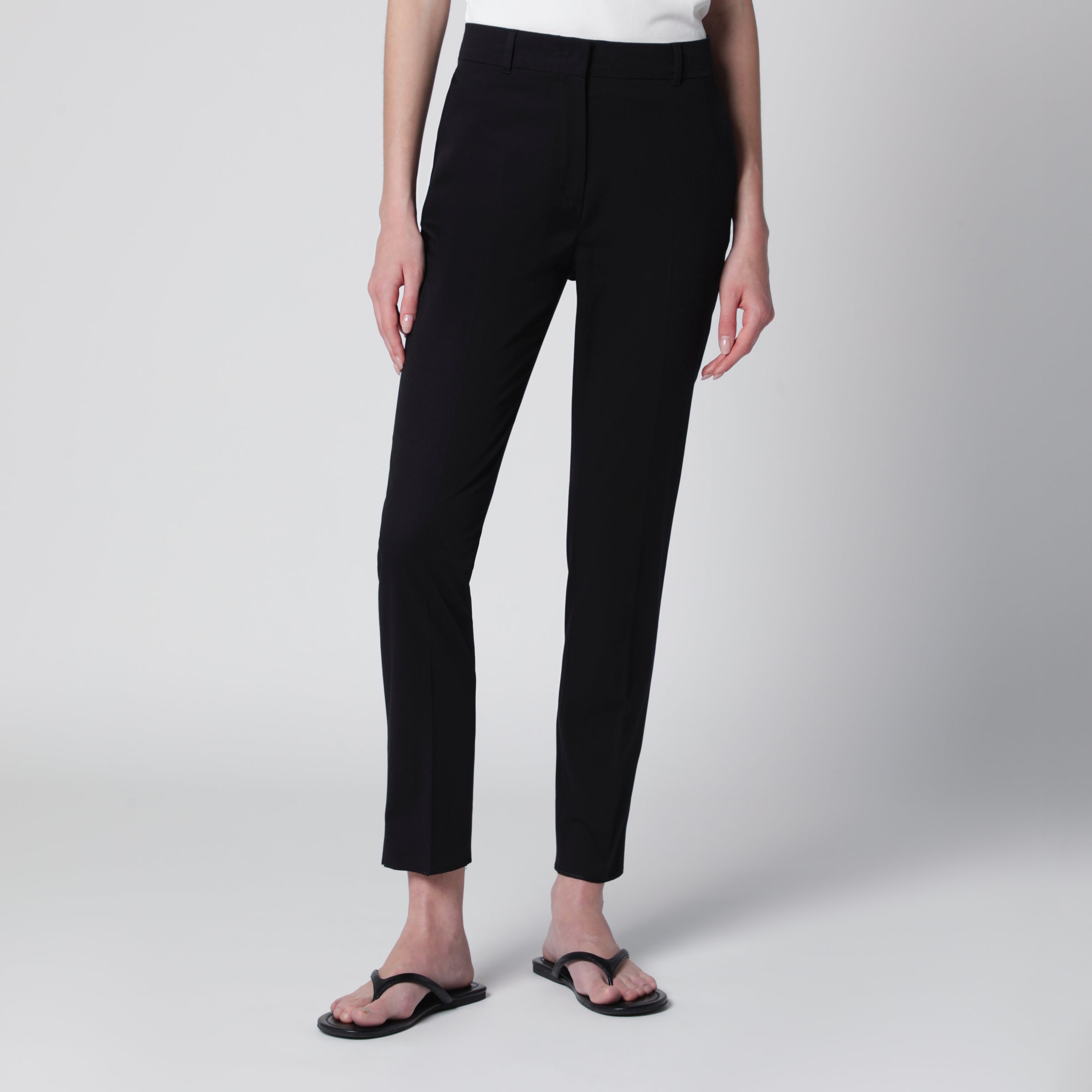 Black stretch cotton trousers