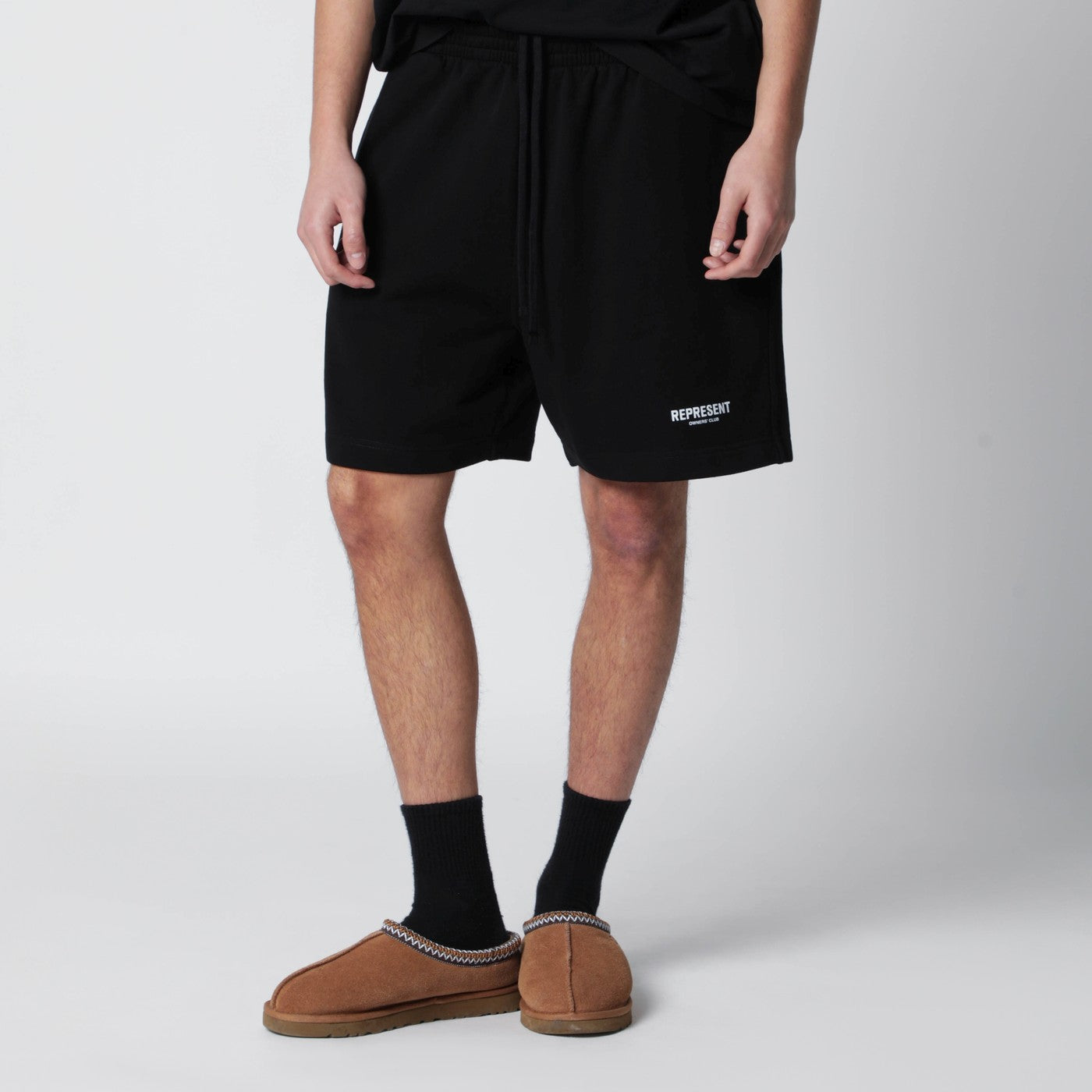Black cotton Shorts with logo
