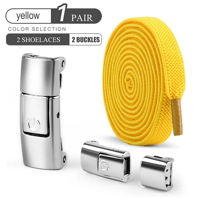 mm No Tie Shoe Laces Press Lock Shoelaces Without Ties Elastic Laces Sneaker Kids Adult Widened Flat Shoelace for Shoes – Yellow