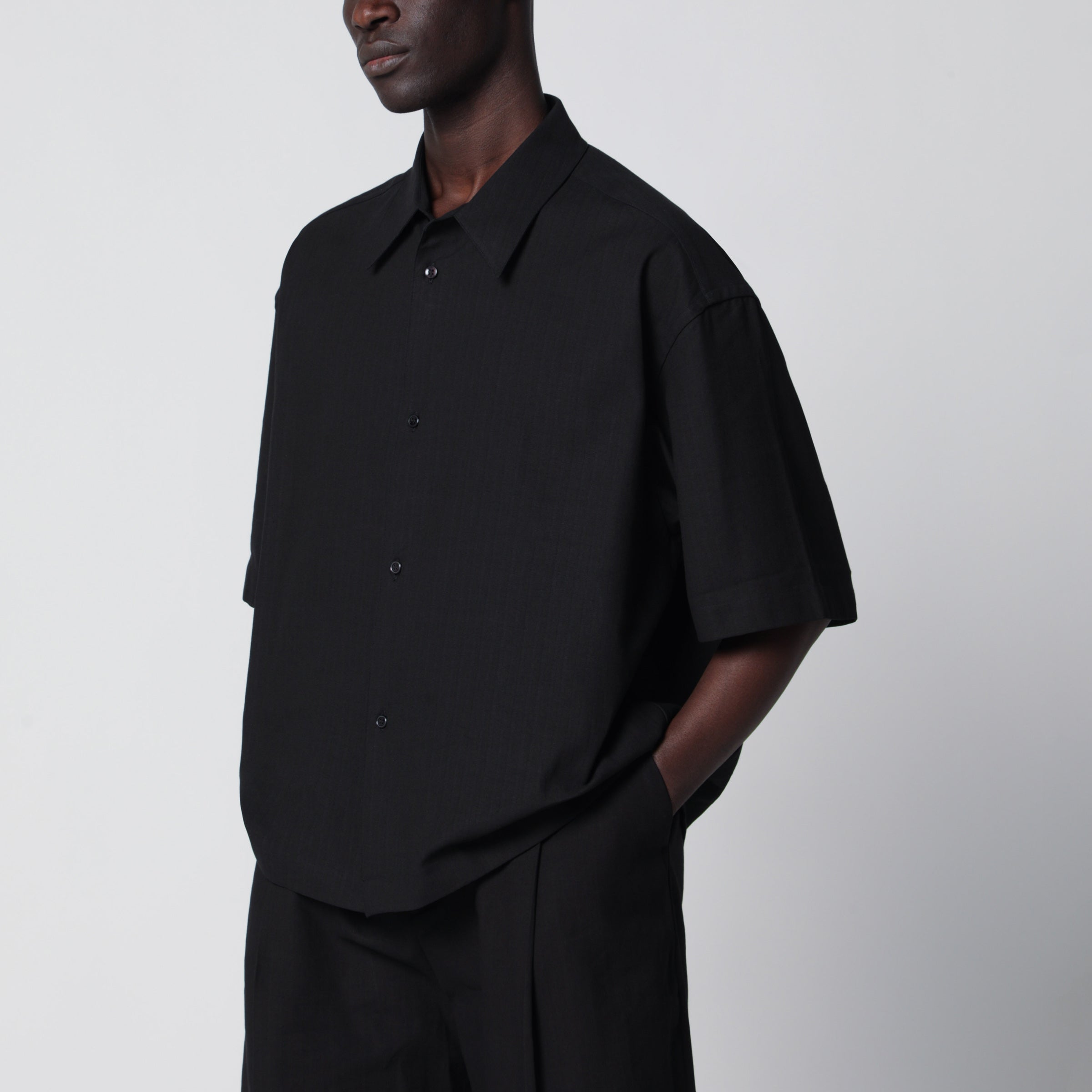 Black cotton and linen shirt