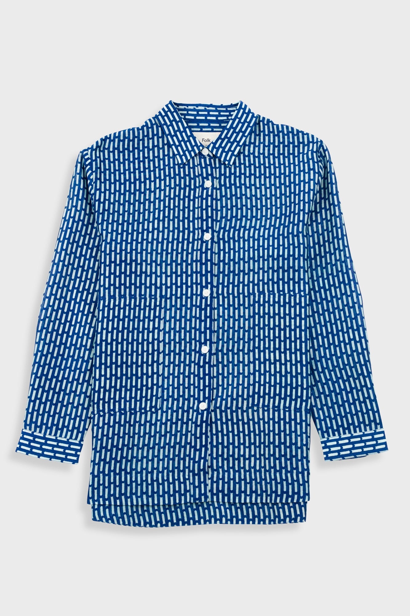 Boyfriend Shirt – Cobalt Ecru Dash Print