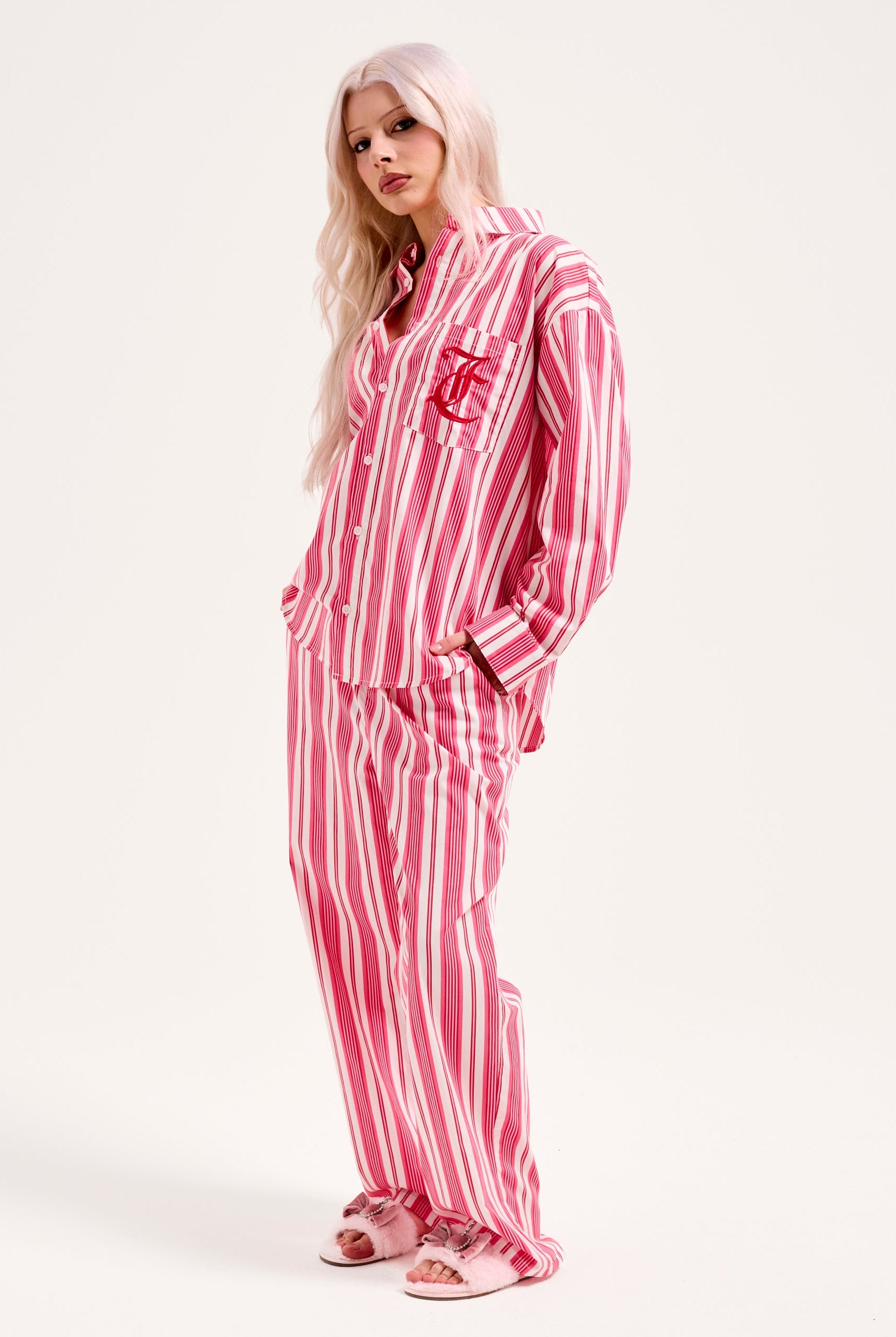 PINK STRIPE OVERSIZED SLEEP SHIRT – S Pink
