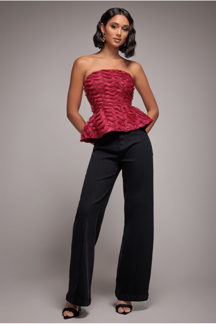 Goddiva denim Wide Leg Stretch Denim Jeans