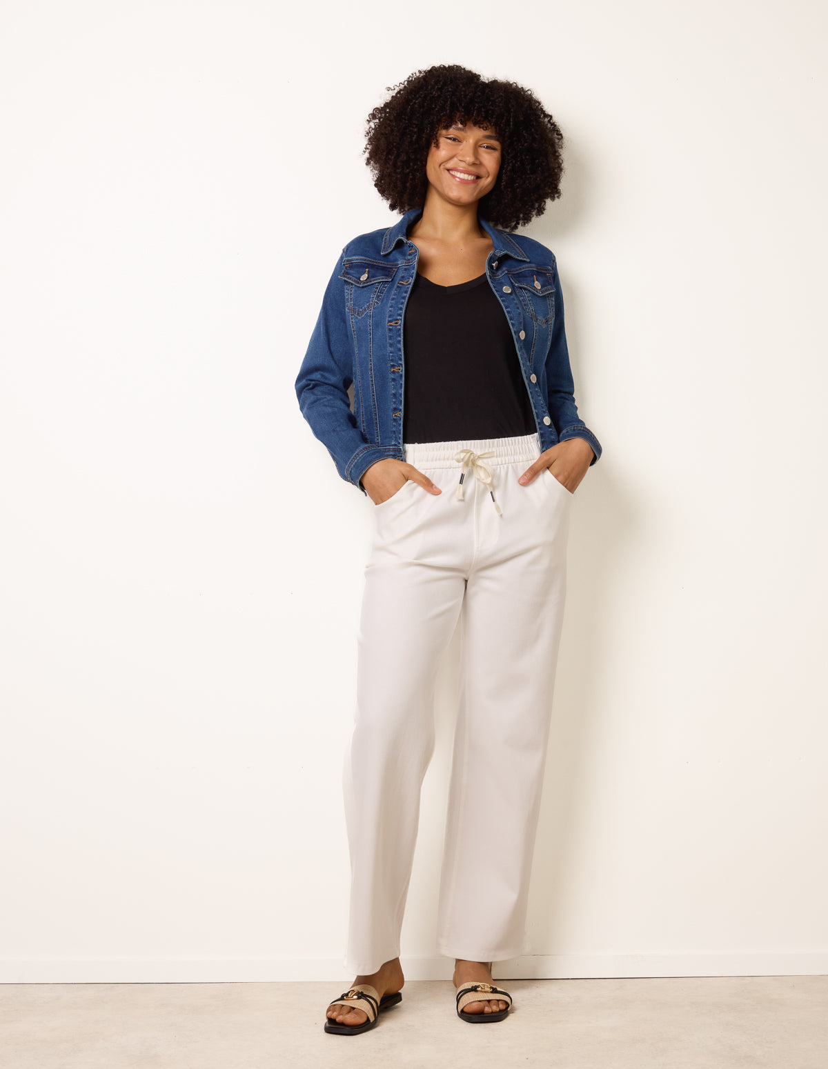 Elasticated Trousers With Tie – IVORY