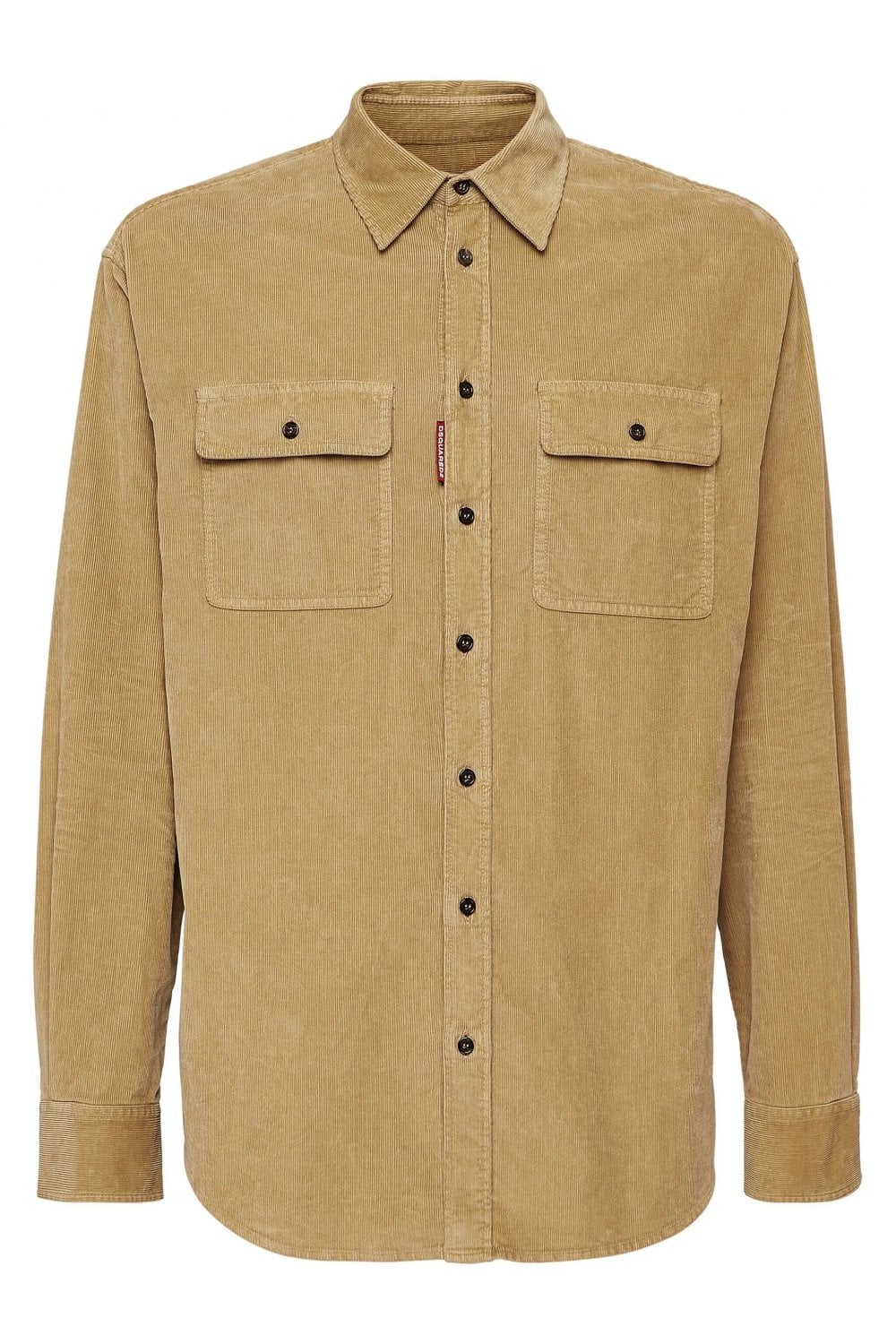 DSQUARED CORDUROY PATCH POCKETS SHIRT Size: , colour: BEIGE