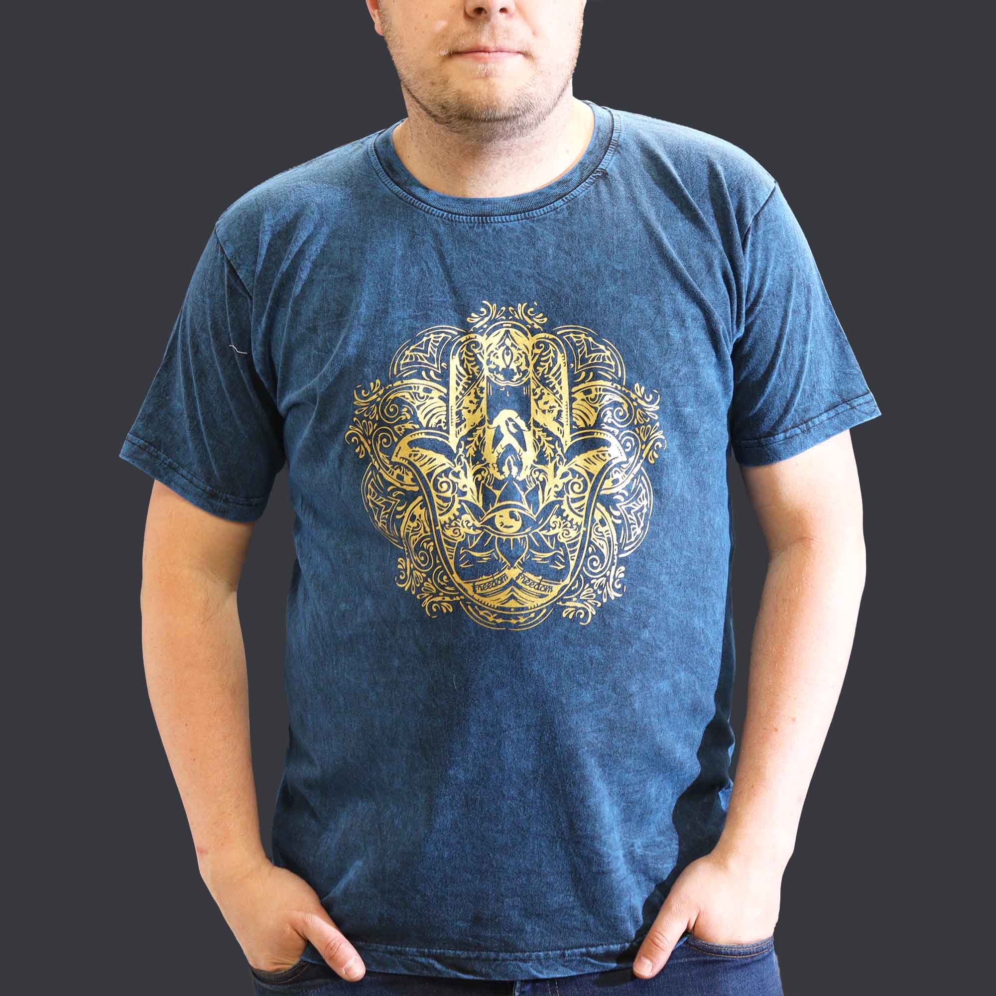 Hamsa Shirt Stone Washed Blue