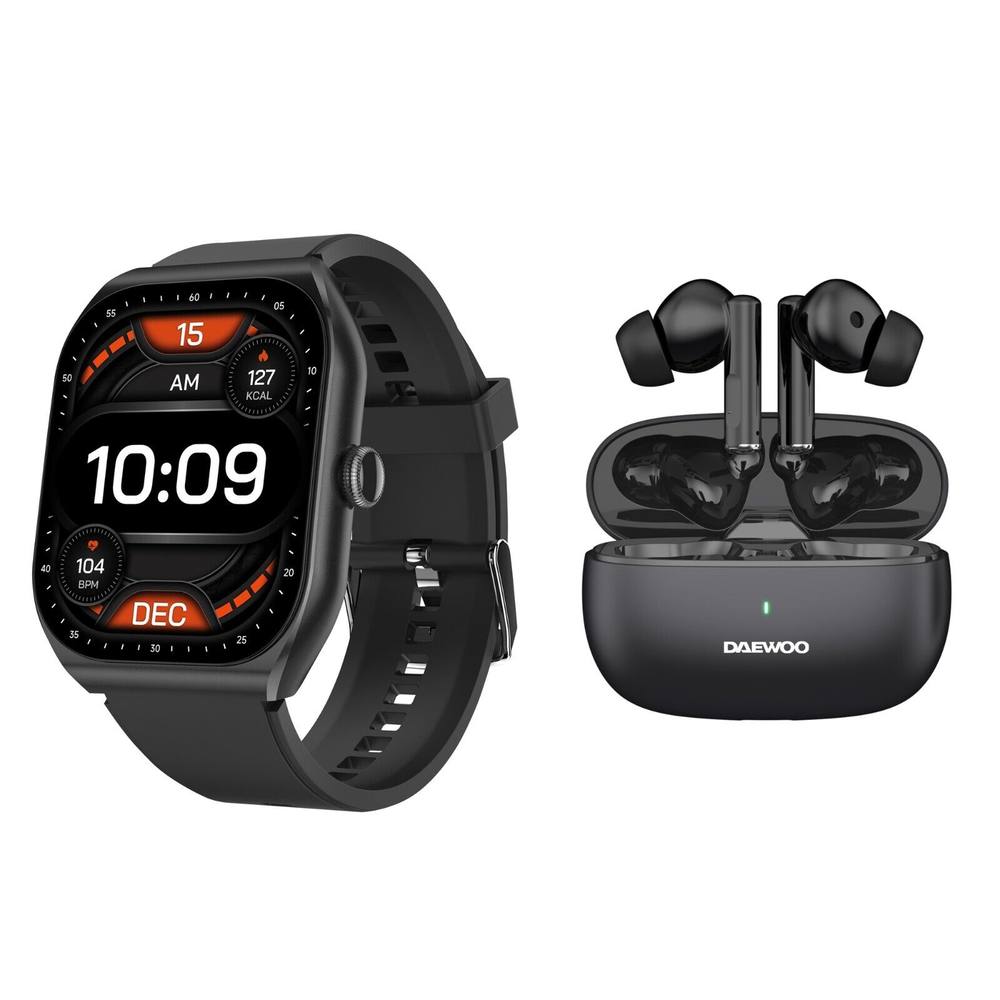 Daewoo Pcs ‘active Plus’ Smart Watch & Bluetooth True Wireless Earphones In Black
