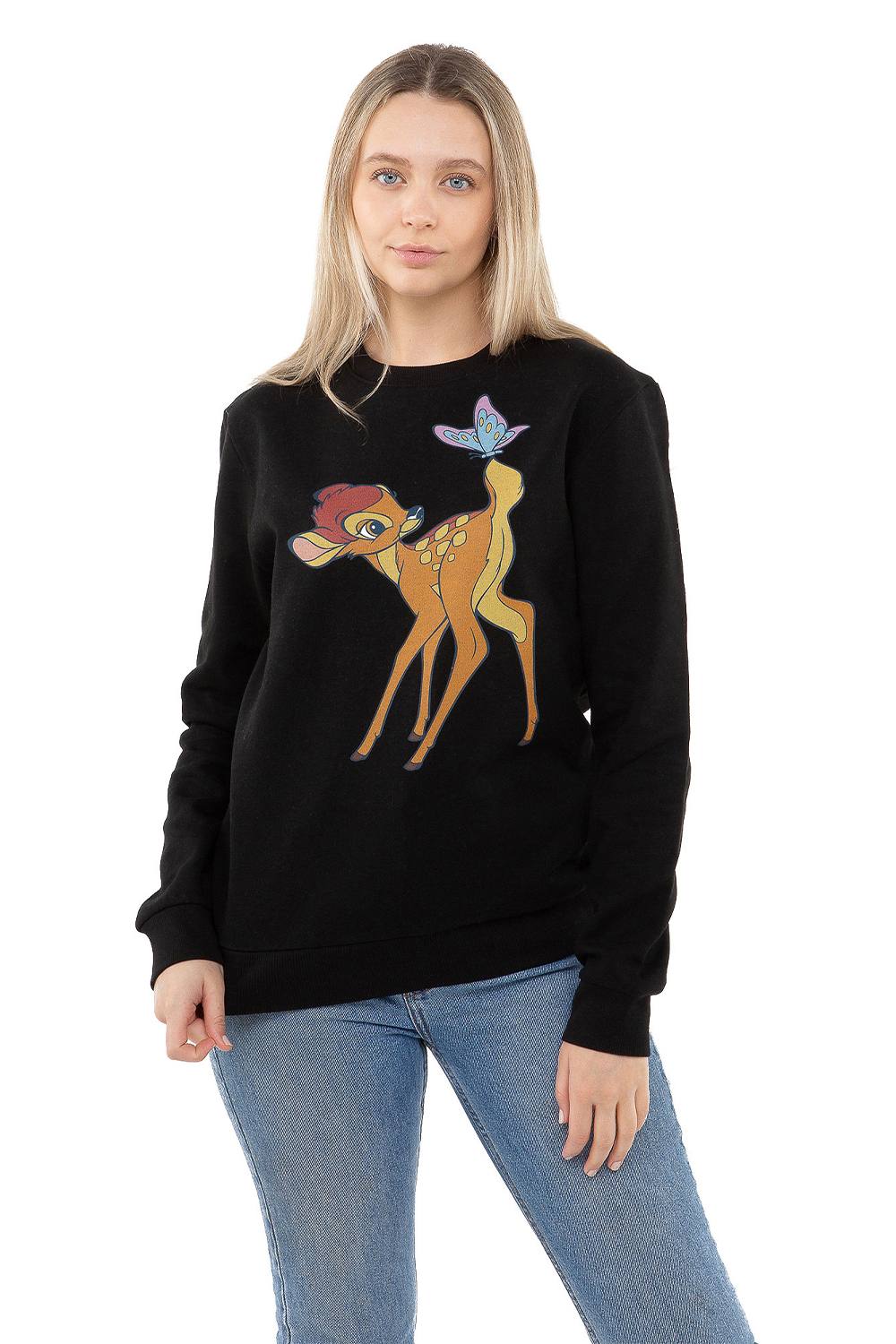 Disney Bambi Butterfly Cotton Sweatshirt In Black