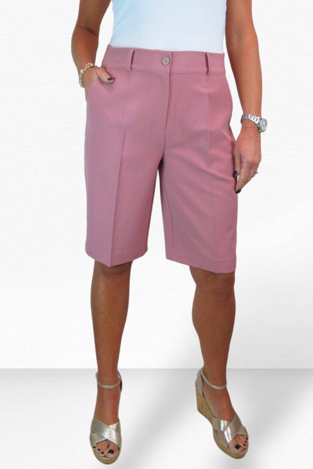 Paulo Due Smart Pleated Tailored Shorts In Dusty Pink