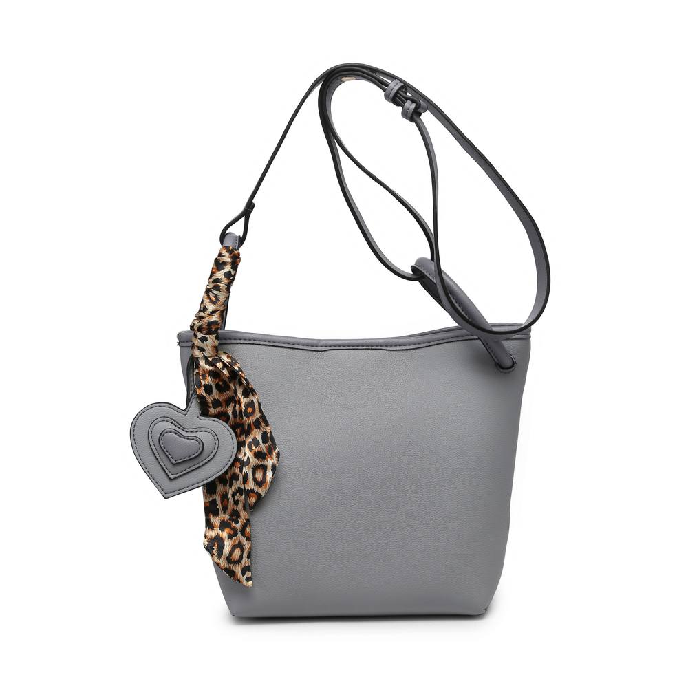 Jfy Silk Scarf Heart Shape Charm Cross Body Bag In Grey