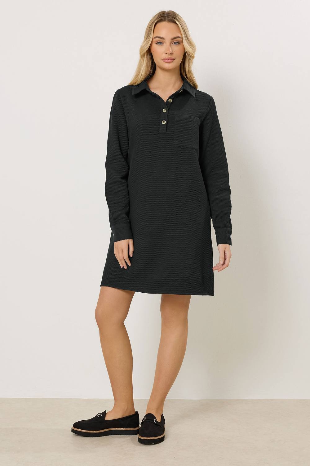 M&co Textured Twill Shirt Dress In Black