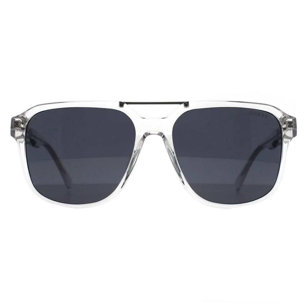 Guess Unisex Rectangle Crystal Blue Mirror GF Sunglasses in Clear