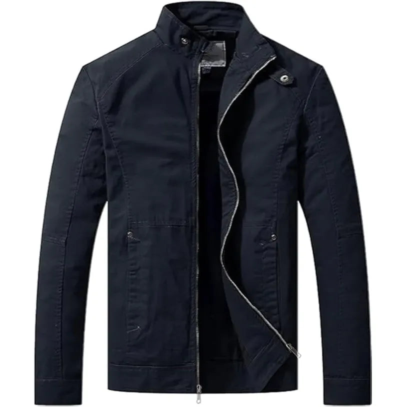 Mens Military Field Jacket Lightweight Cotton Outdoor Navy Blue Size