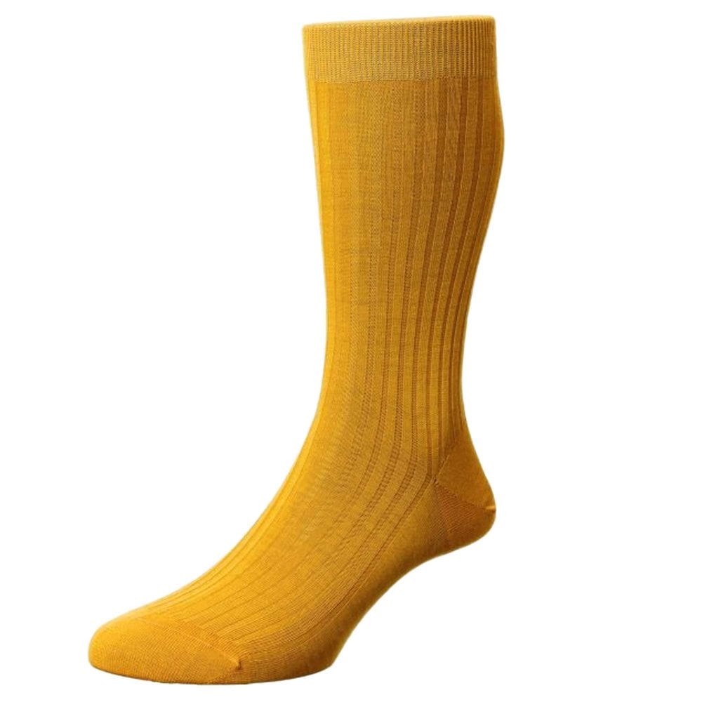 Pantherella Laburnum Plain Bright Gold Luxury Merino Wool Men's Socks – Large – Size: Size: Large