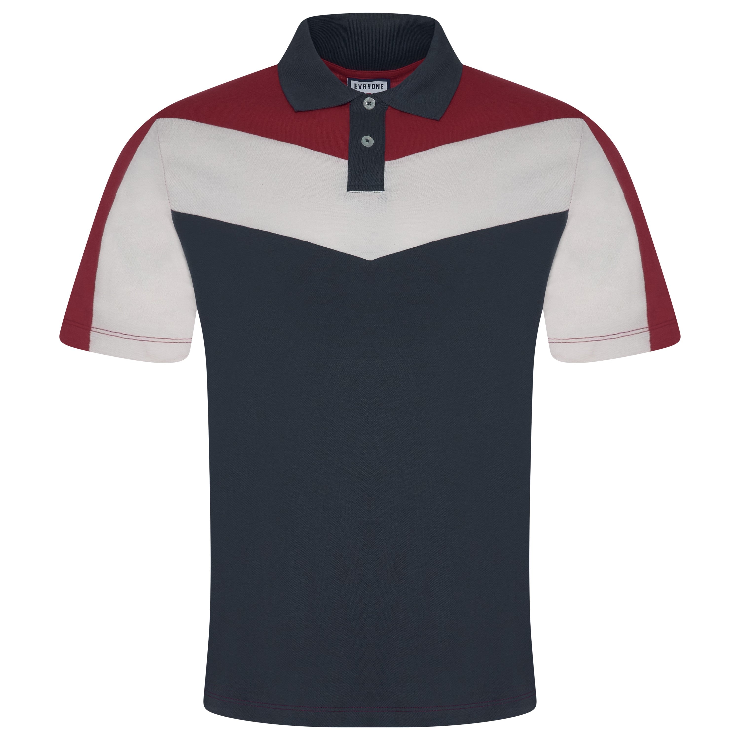 Evryone Contrast Stripe Polo Shirt – Red White Navy