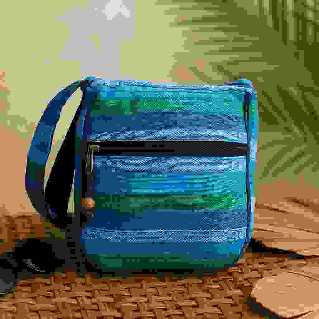 Sling Bag Adjustable Strap Blue Nepal