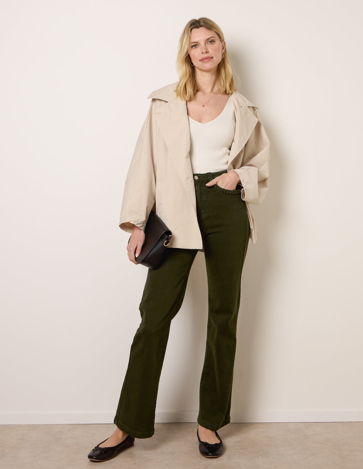 Pocket Rope Stretch Jeans – GREEN