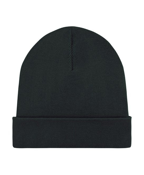 Rib Beanie: Organic and Recycled – One size Black