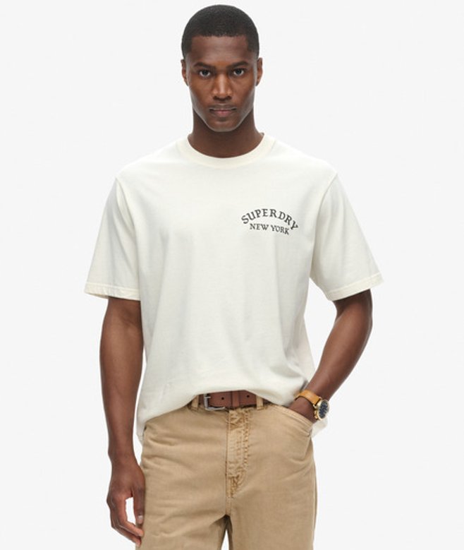Superdry & Co Men’s Tattoo Back Graphic Loose shirt White Winter White – Size: