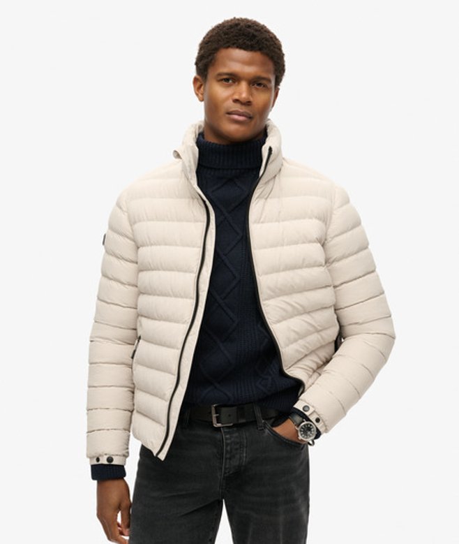 Superdry & Co Men’s Fuji Printed Padded Jacket Light Grey Chateau Beige – Size: Xxxl