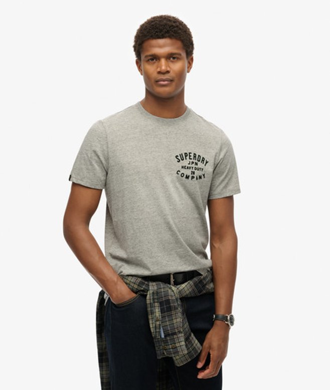 Superdry & Co Men’s Machined Goods Workwear shirt Grey Athletic Grey Marl – Size: