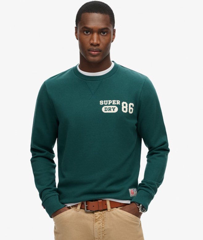 Superdry & Co Men’s Athletic Printed Sweatshirt Green Dark Pine Green – Size:
