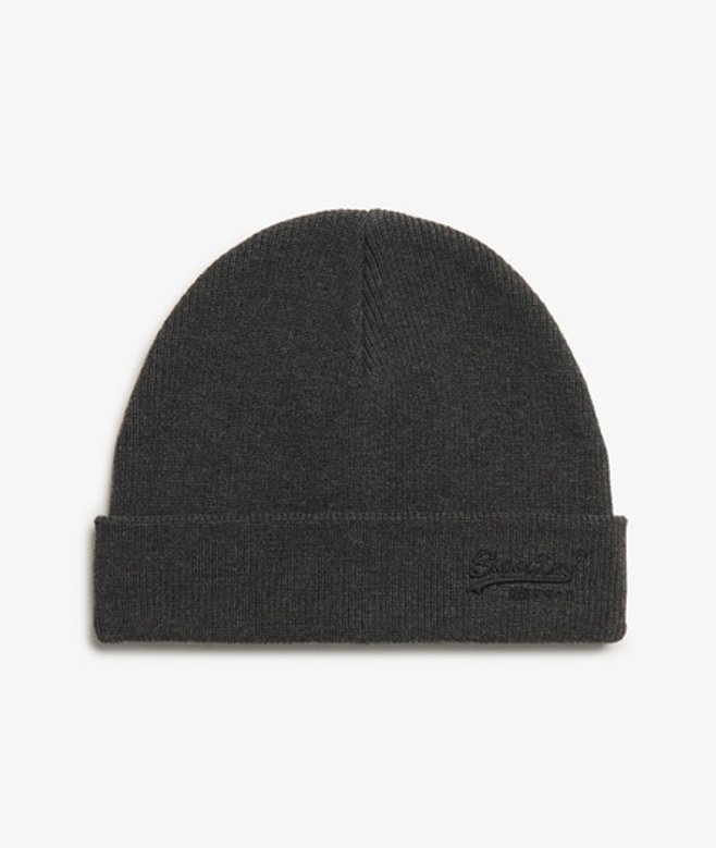 Superdry & Co Men’s Knitted Essential Logo Beanie Hat, Dark Grey