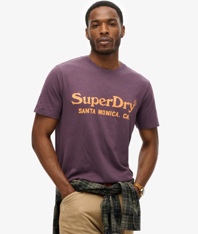 Superdry & Co Men’s Venue Classic Logo shirt Purple Soot Purple Slub – Size: Xxl