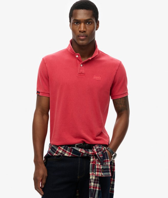 Superdry & Co Men’s Vintage Destroy Polo Shirt Red Cranberry Crush Red – Size: