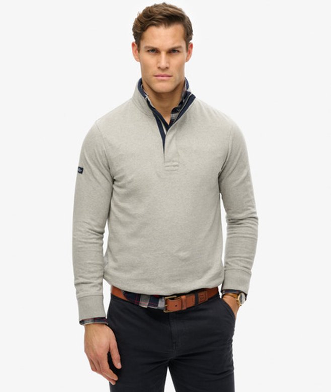 Superdry & Co Men’s Cotton Classics Jersey Half Zip Sweatshirt Grey Grey Marl – Size: Xxl